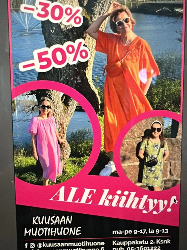 🛍️ ALE KIIHTYY 🛍️ ALE KIIHTYY 🛍️
🛍️ Mekkoja arkeen ja juhlaan 🛍️ 
🛍️ Kesävermeitä ALE -hintaan 🛍️
🛍️ Tule 🛍️
#kesä #kesäale #alekiihtyy